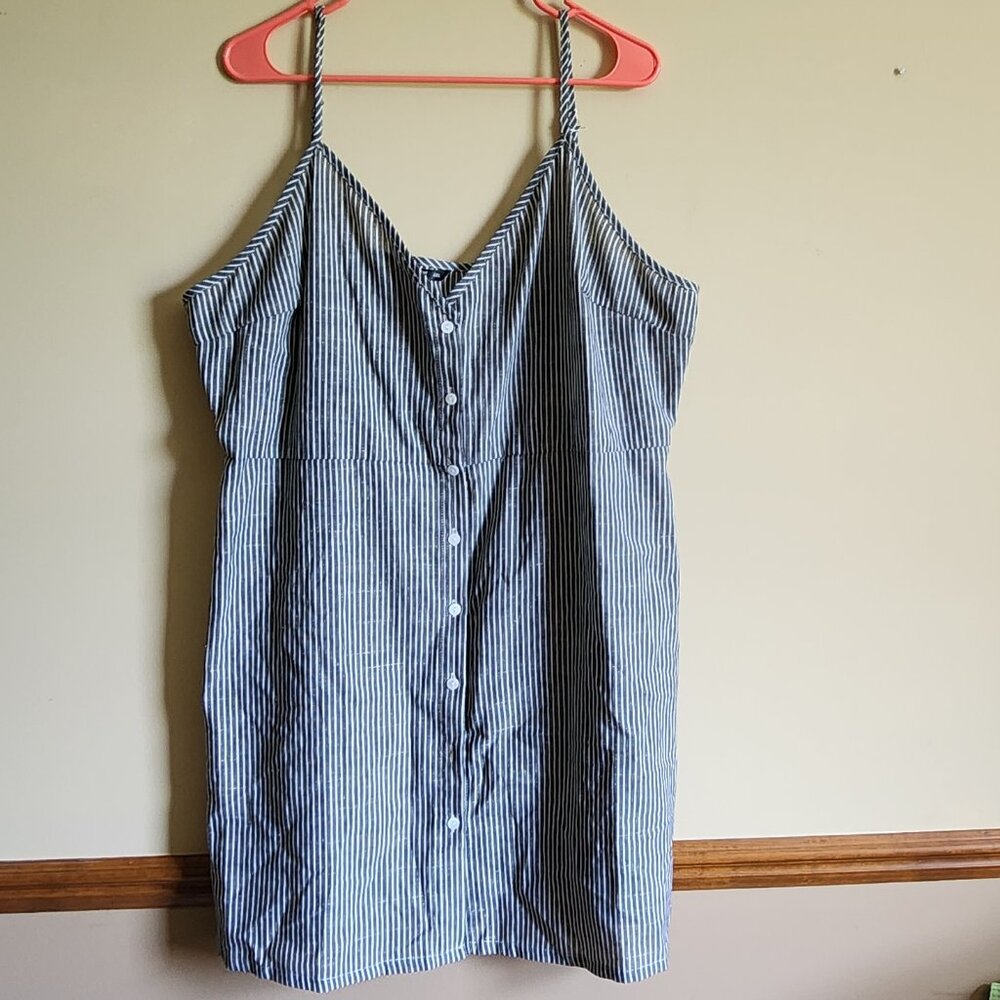 SHEIN Plus Striped Button Front Cami Dress Size 3XL NWOT